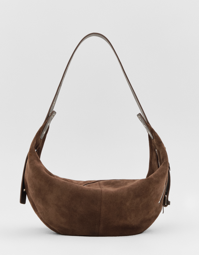 Gaia Hobo Sling Bag Chocolate Suede