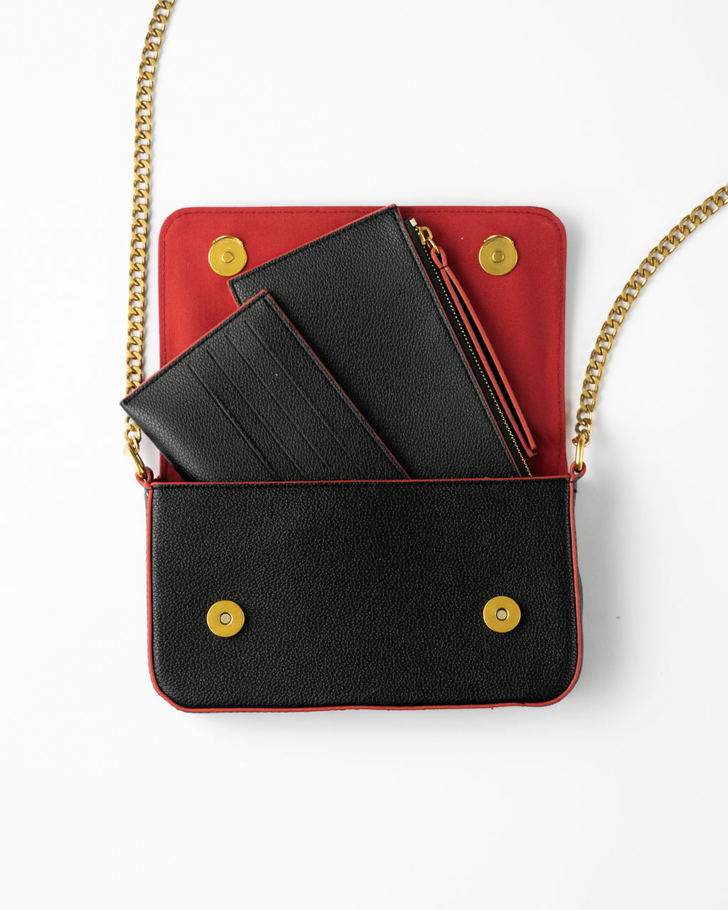 Black Chain Shoulder Bag Wallet Chain Bag Black Ten Tones