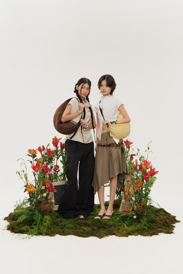 Gaia Hobo Sling Bag Chocolate Suede