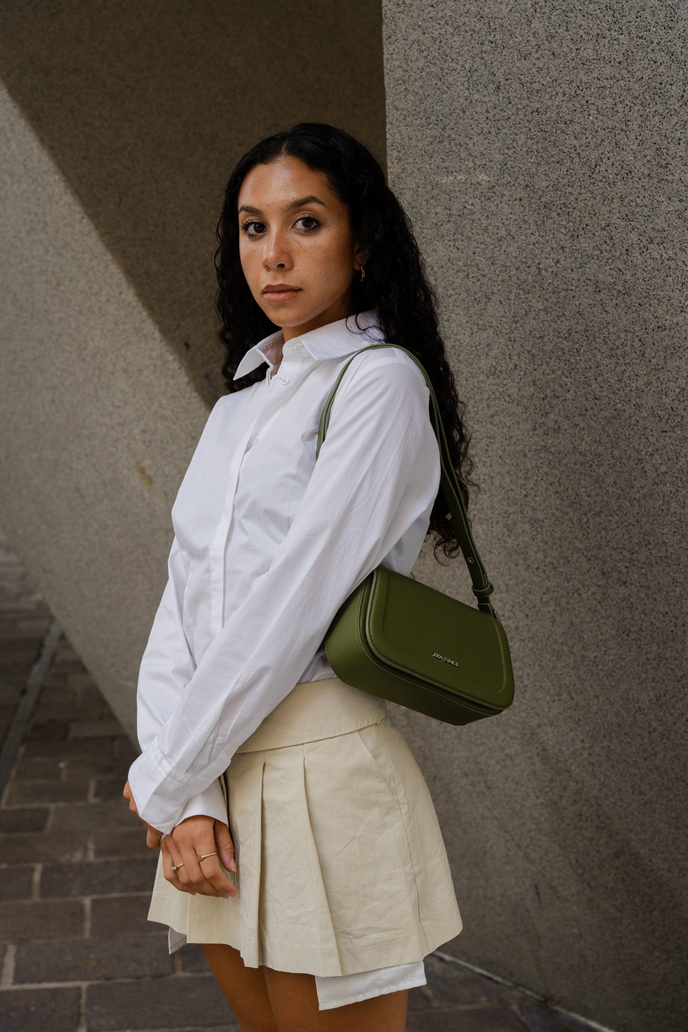 Khaki green shoulder discount bag