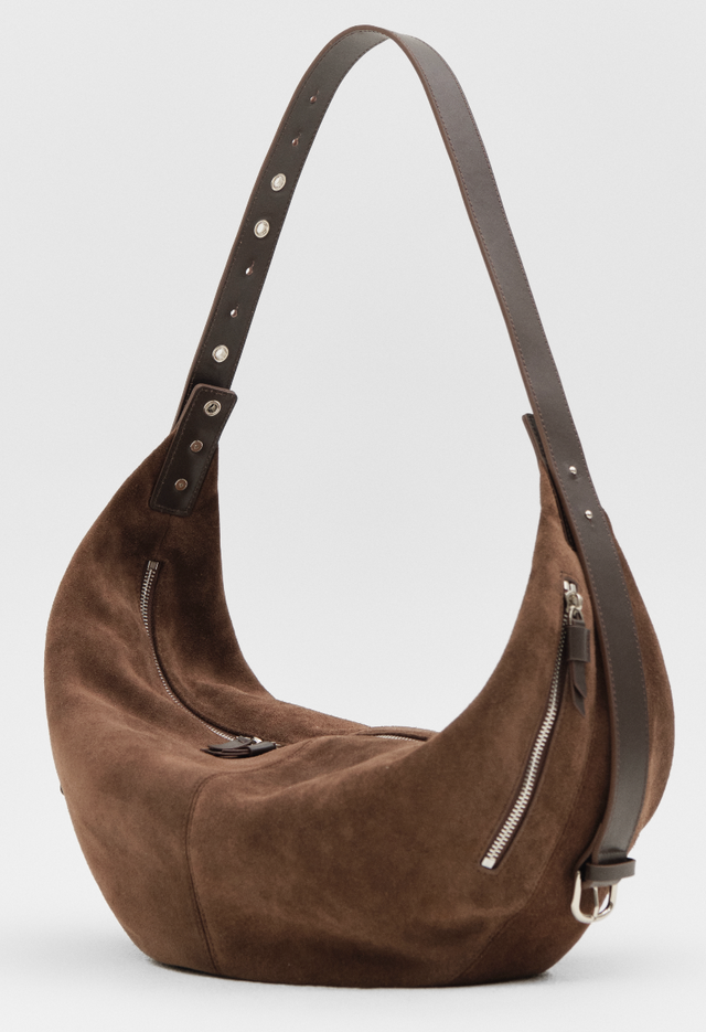 Gaia Hobo Sling Bag Chocolate Suede
